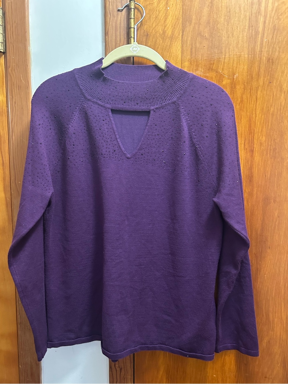 Purple Sweater with Keyhole Neckline